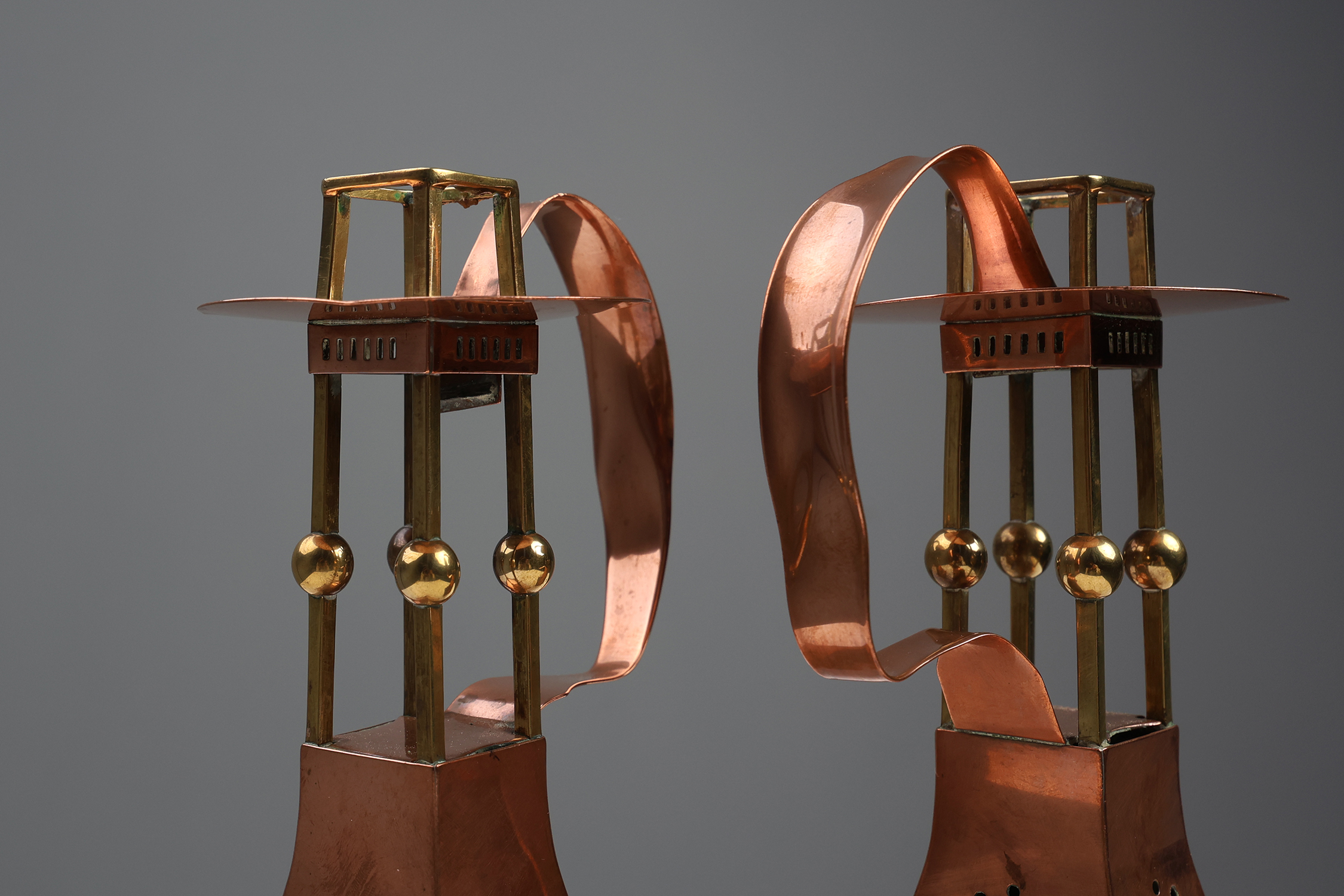 Pair of copper Table Candlesticks by Carl Deffner, Germany ca 1910thumbnail
